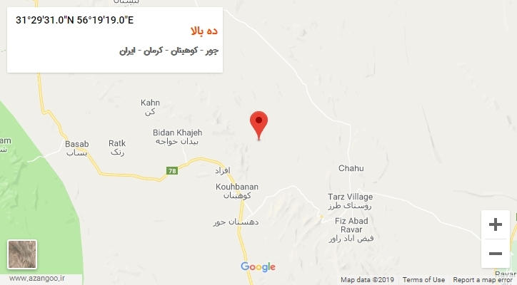 روستای ده بالا بر روی نقشه