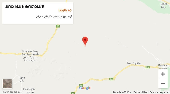 روستای ده بالابابا بر روی نقشه