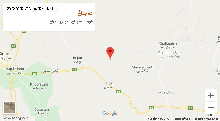 روستای ده بداغ بر روی نقشه
