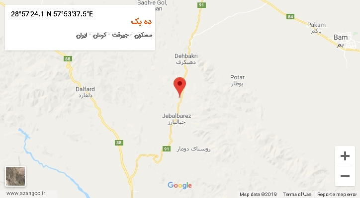 روستای ده بک بر روی نقشه