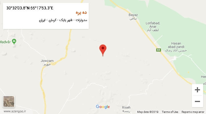روستای ده بره بر روی نقشه