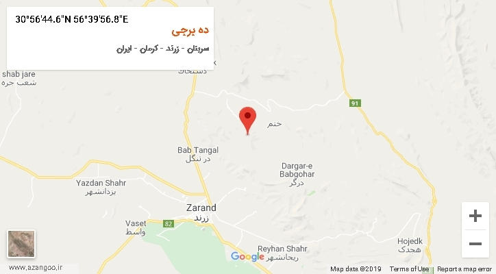 روستای ده برجی بر روی نقشه
