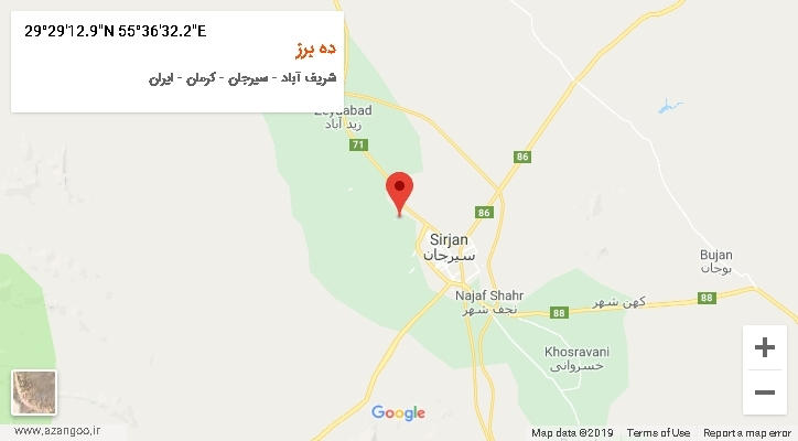 روستای ده برز بر روی نقشه