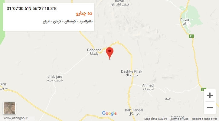 روستای ده چنارو بر روی نقشه