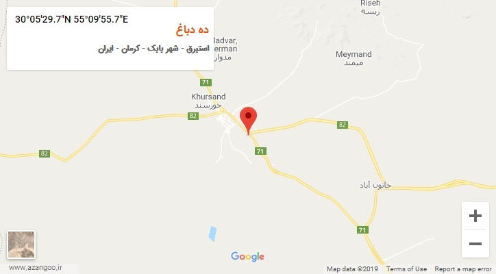روستای ده دباغ بر روی نقشه