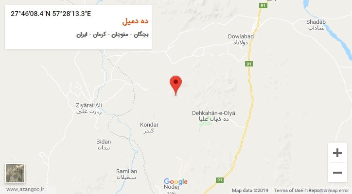 روستای ده دمیل بر روی نقشه