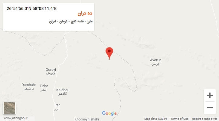 روستای ده دران بر روی نقشه