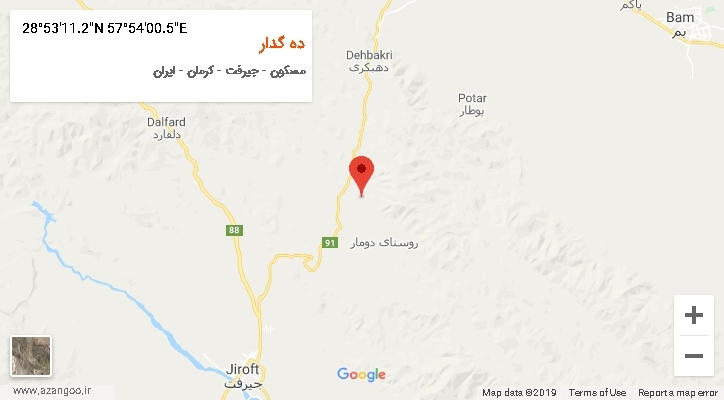 روستای ده گدار بر روی نقشه