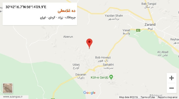 روستای ده غلامعلی بر روی نقشه