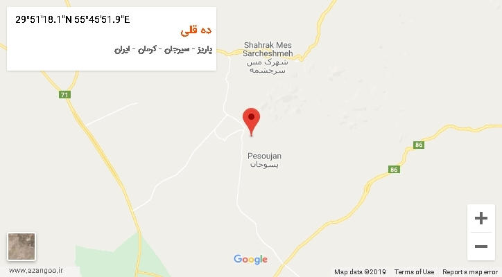 روستای ده قلی بر روی نقشه