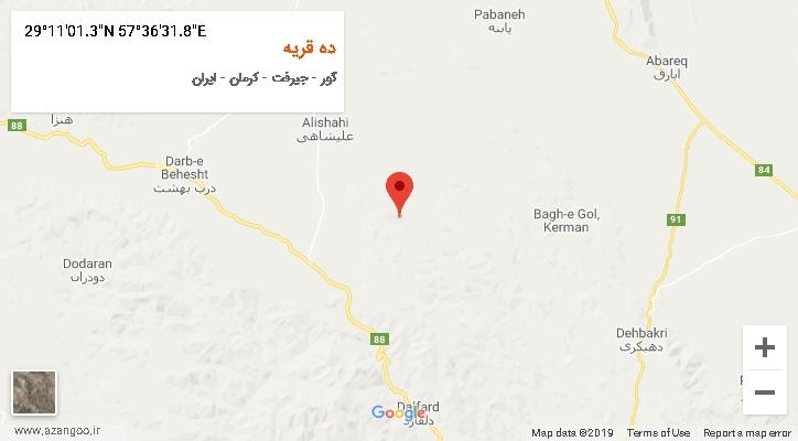 روستای ده قریه بر روی نقشه