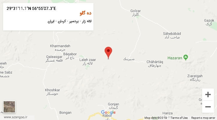 روستای ده گلو بر روی نقشه