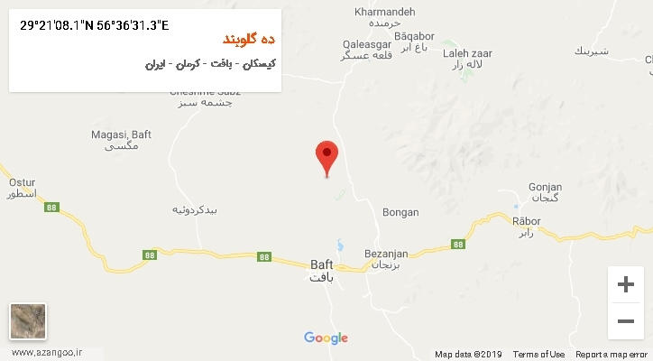 روستای ده گلوبند بر روی نقشه