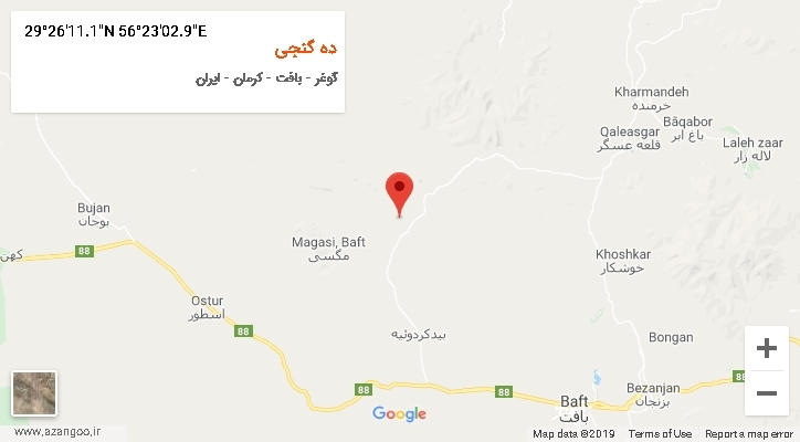 روستای ده گنجی بر روی نقشه