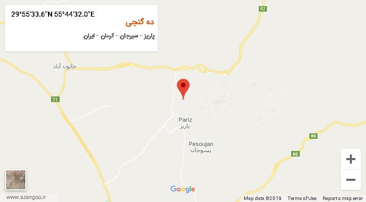 روستای ده گنجی بر روی نقشه