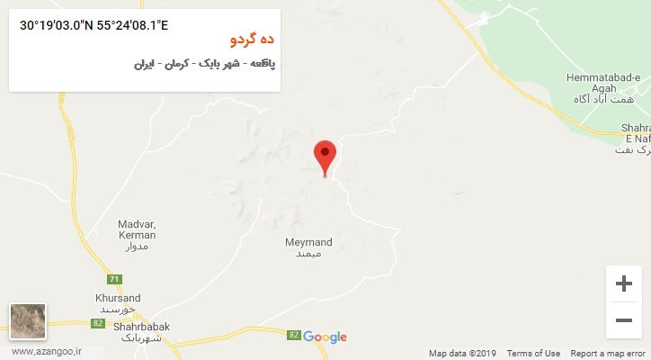روستای ده گردو بر روی نقشه