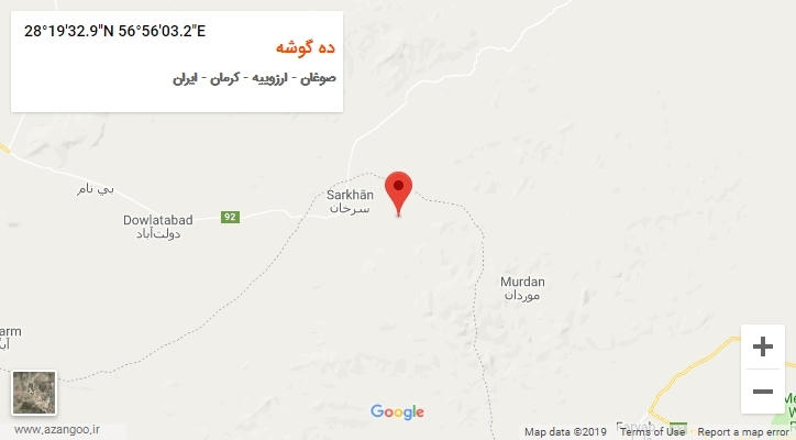 روستای ده گوشه بر روی نقشه