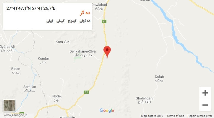روستای ده گز بر روی نقشه