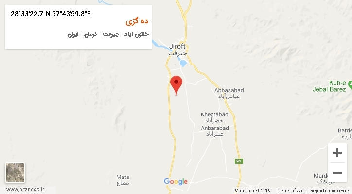 روستای ده گزی بر روی نقشه