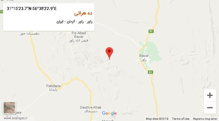 روستای ده هراتی بر روی نقشه