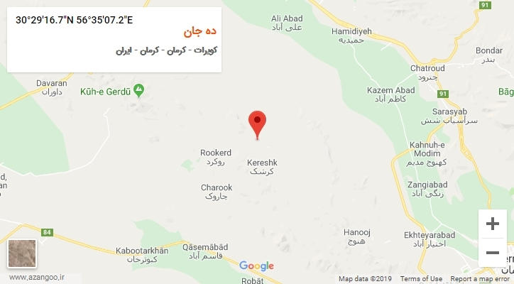روستای ده جان بر روی نقشه