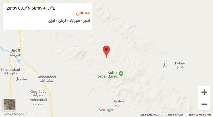 روستای ده خان بر روی نقشه