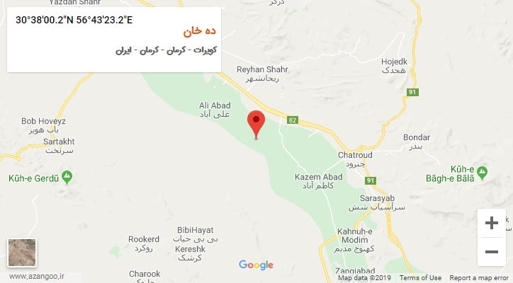 روستای ده خان بر روی نقشه