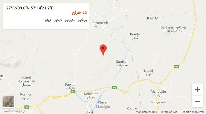 روستای ده خران بر روی نقشه