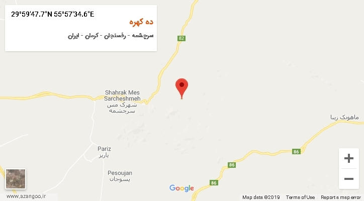 روستای ده کهره بر روی نقشه