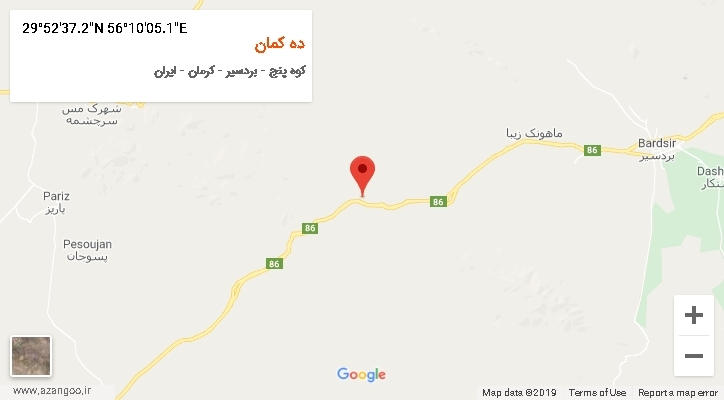 روستای ده کمان بر روی نقشه