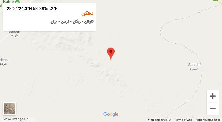روستای دهکن بر روی نقشه