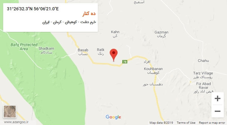 روستای ده کنار بر روی نقشه