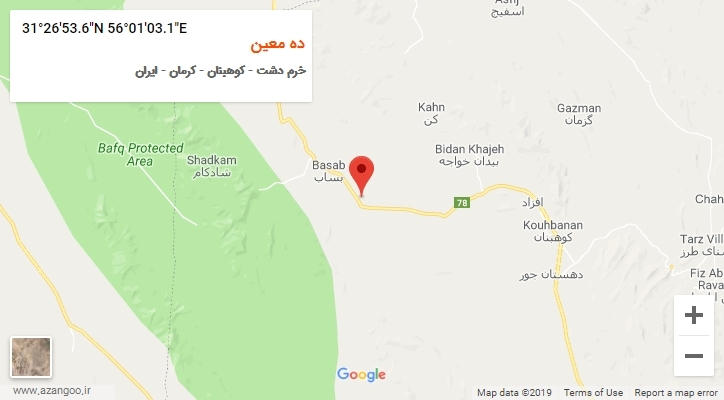 روستای ده معین بر روی نقشه