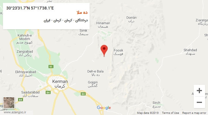 روستای ده ملا بر روی نقشه