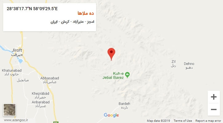 روستای ده ملاها بر روی نقشه