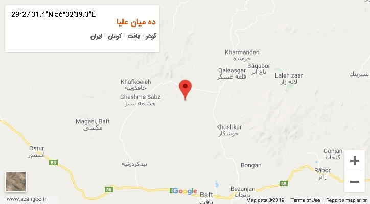 روستای ده میان علیا بر روی نقشه