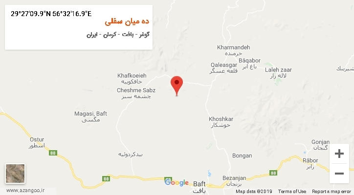 روستای ده میان سفلی بر روی نقشه