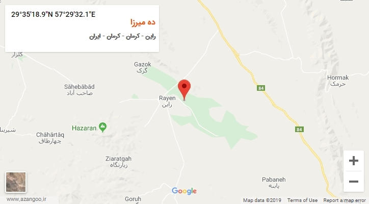 روستای ده میرزا بر روی نقشه