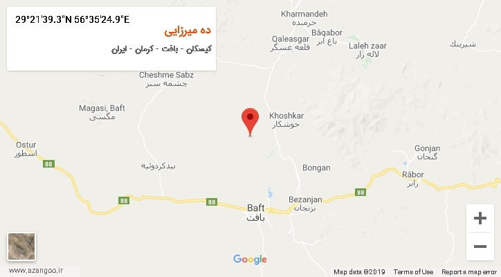 روستای ده میرزایی بر روی نقشه