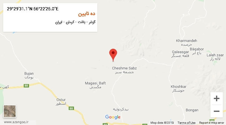 روستای ده نایین بر روی نقشه