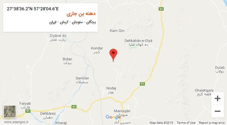 روستای دهنه بن جاری بر روی نقشه