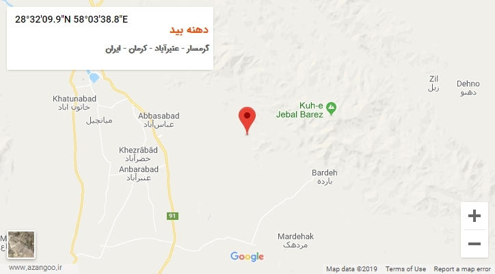 روستای دهنه بید بر روی نقشه