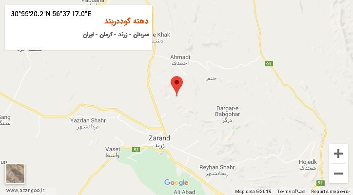 روستای دهنه گوددربند بر روی نقشه