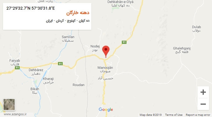 روستای دهنه خارگان بر روی نقشه