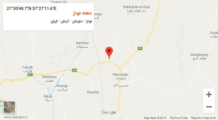 روستای دهنه نودژ بر روی نقشه
