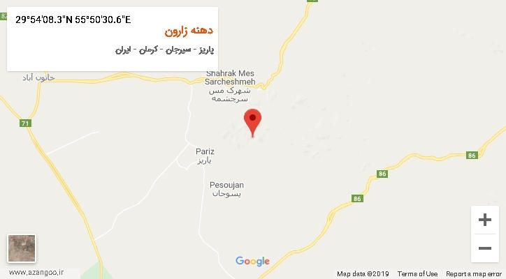 روستای دهنه زارون بر روی نقشه