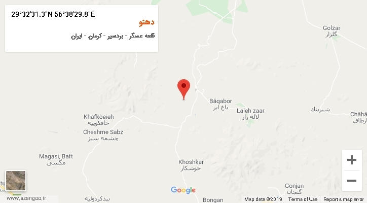 روستای دهنو بر روی نقشه