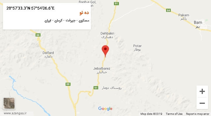 روستای ده نو بر روی نقشه