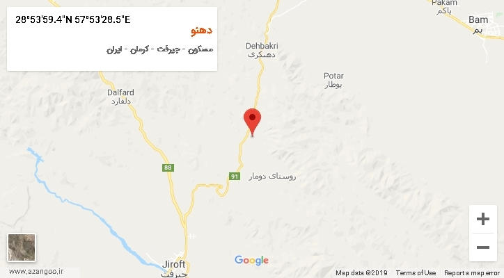 روستای دهنو بر روی نقشه