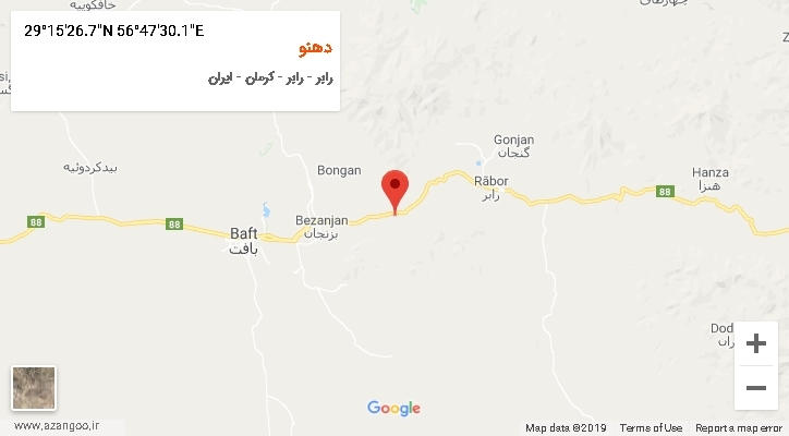 روستای دهنو بر روی نقشه